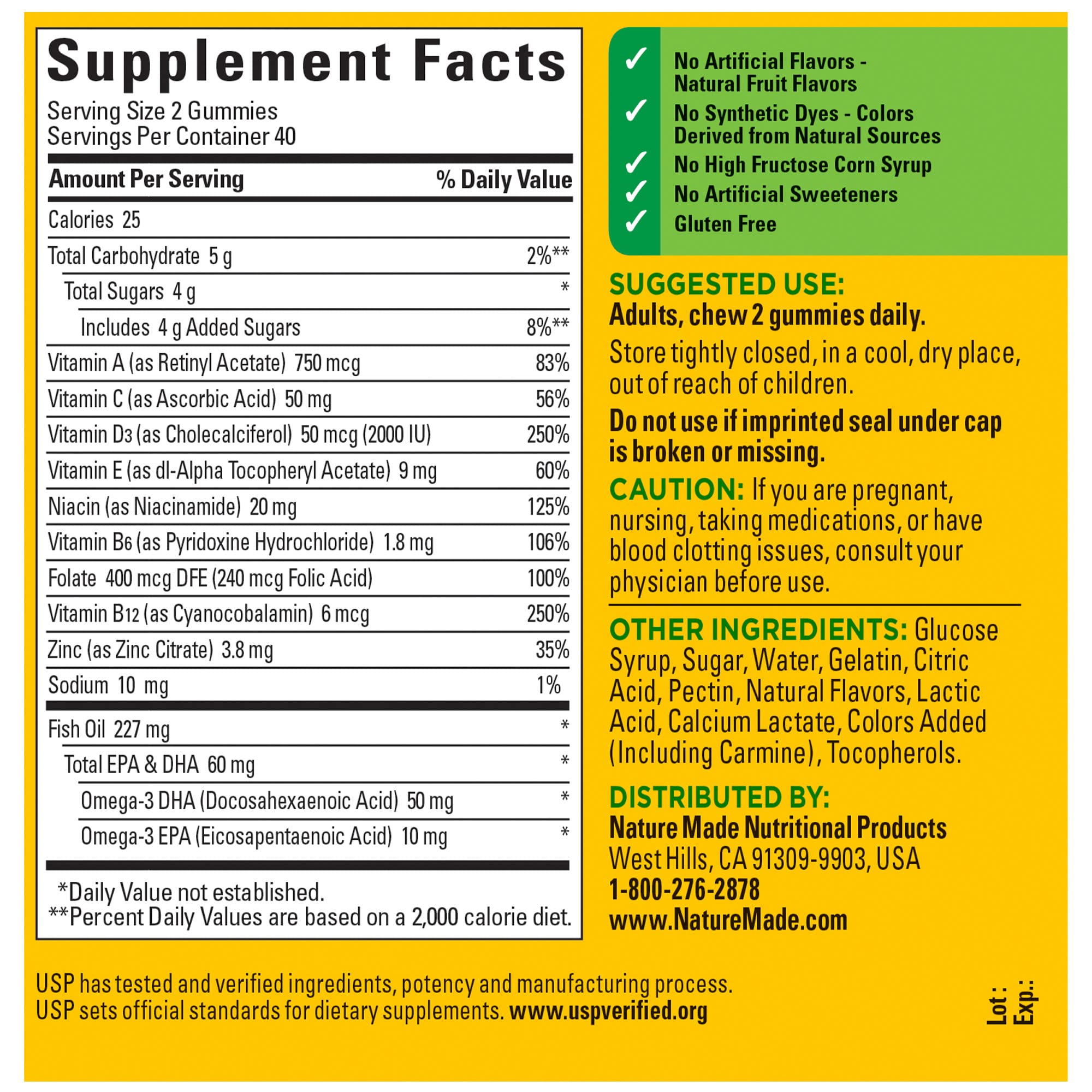 Foto 6 | Suplemento Multivitamínico Y Omega-3 80 Gomitas Nature Made - Venta Internacional.