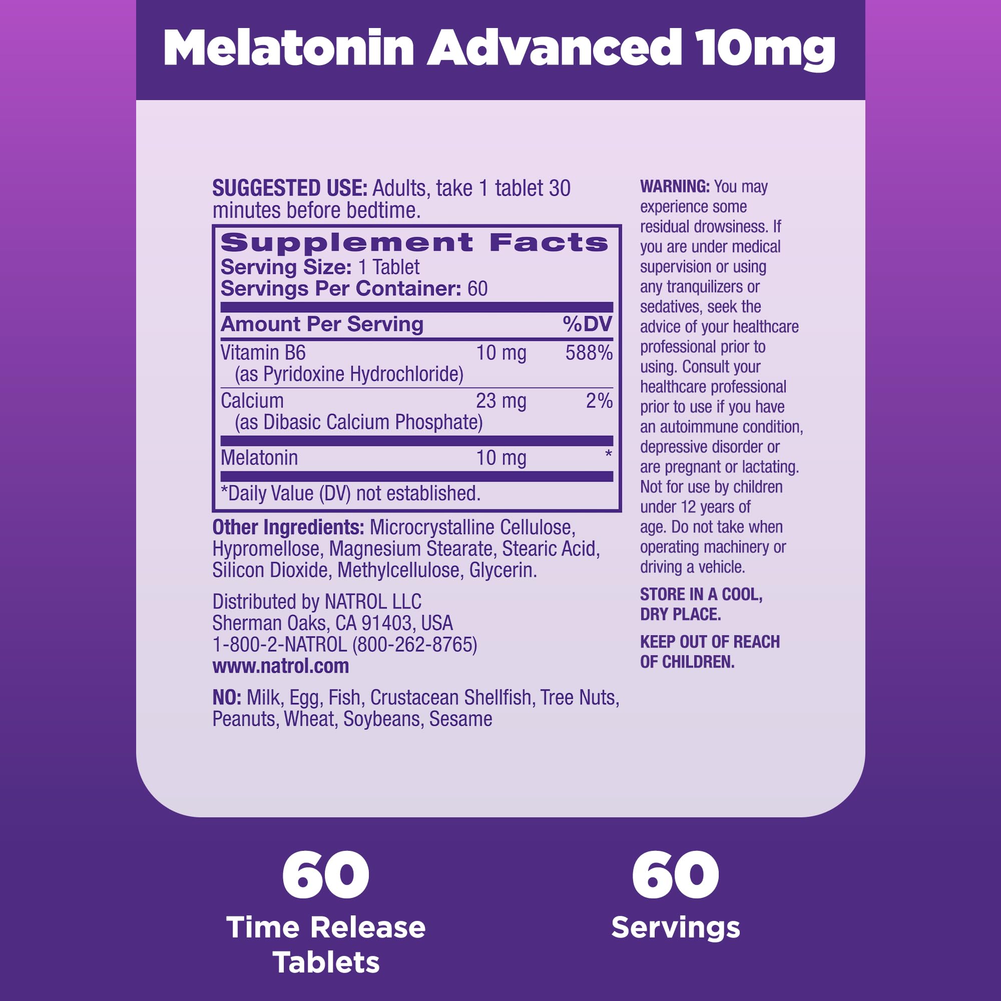 Foto 6 pulgar | Sleep Aid Natrol Sleep Advanced Melatonina 10 Mg 60 Comprimidos - Venta Internacional