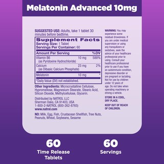 Foto 5 | Sleep Aid Natrol Sleep Advanced Melatonina 10 Mg 60 Comprimidos - Venta Internacional