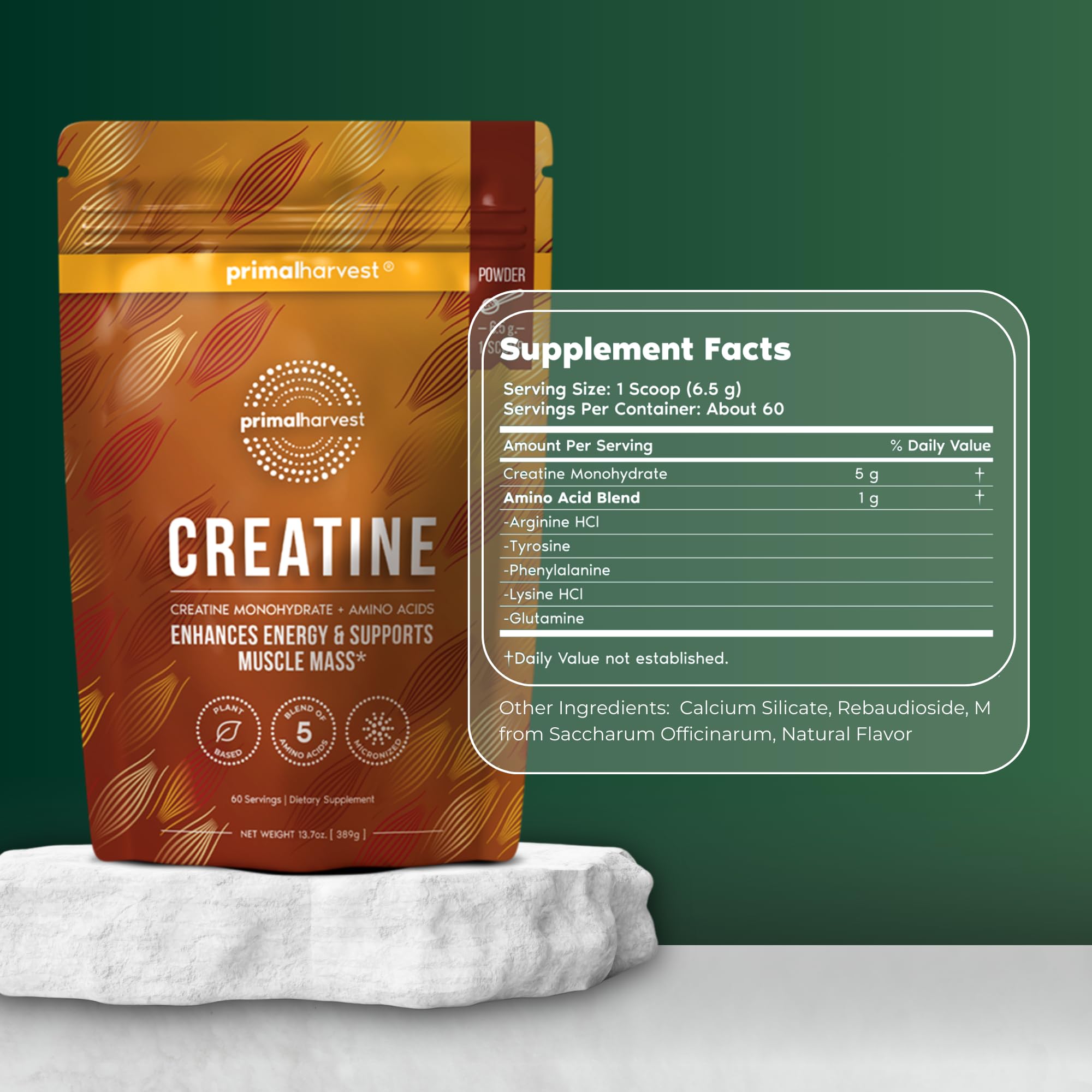 Foto 3 pulgar | Suplemento De Creatina En Polvo Primal Harvest 300 G (60 Porciones) - Venta Internacional.