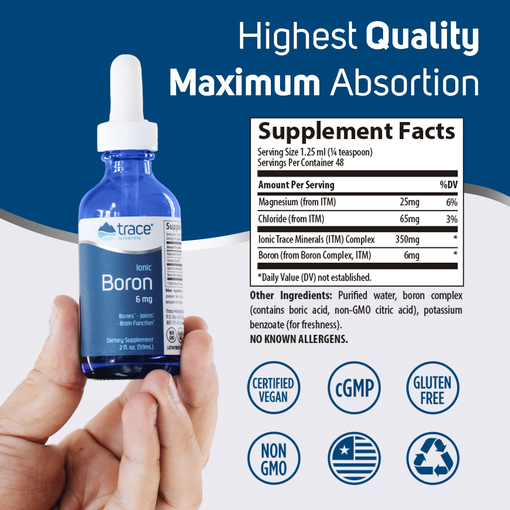 Foto 4 pulgar | Suplemento De Oligoelementos De Boro Iónico Líquido, 6 Mg, 60 Ml - Venta Internacional.