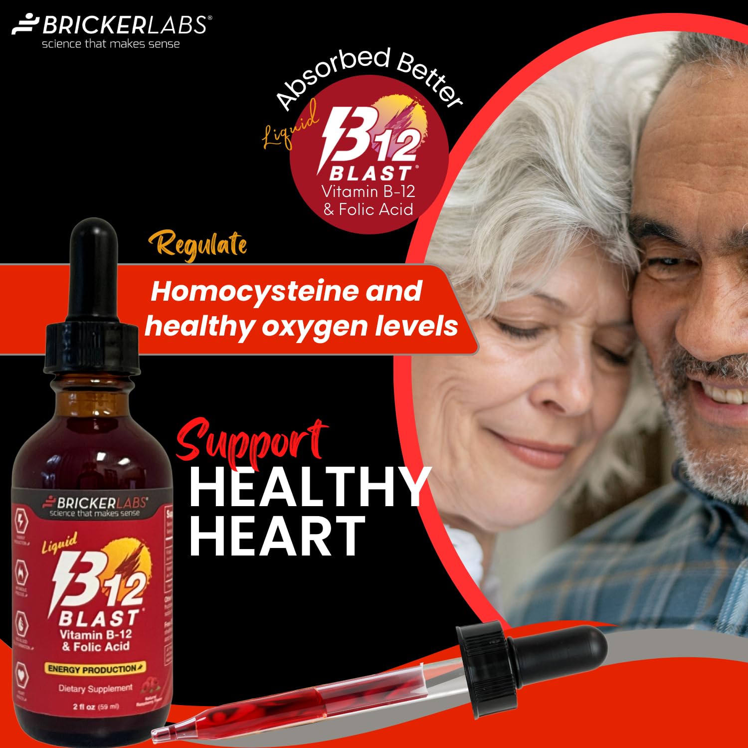 Foto 4 | Suplemento De Vitamina B12 Líquida B-12 Blast De Bricker Labs, 60 Ml - Venta Internacional.