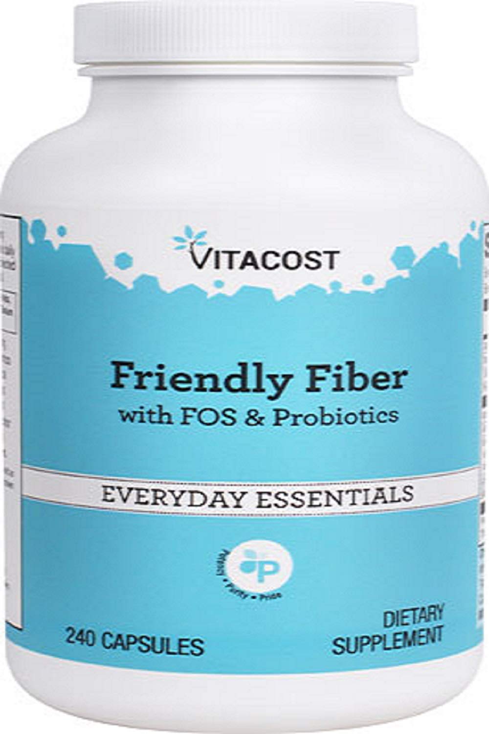 Suplemento Vitacost Friendly Fiber Con Fos Y Probióticos, 240 Cápsulas - Venta Internacional.