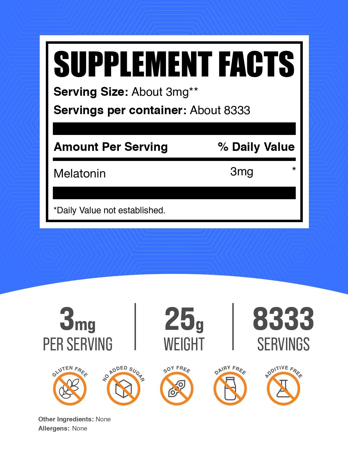 Foto 3 pulgar | Suplemento Para Dormir Bulksupplements.com Melatonina 3 Mg En Polvo - Venta Internacional.