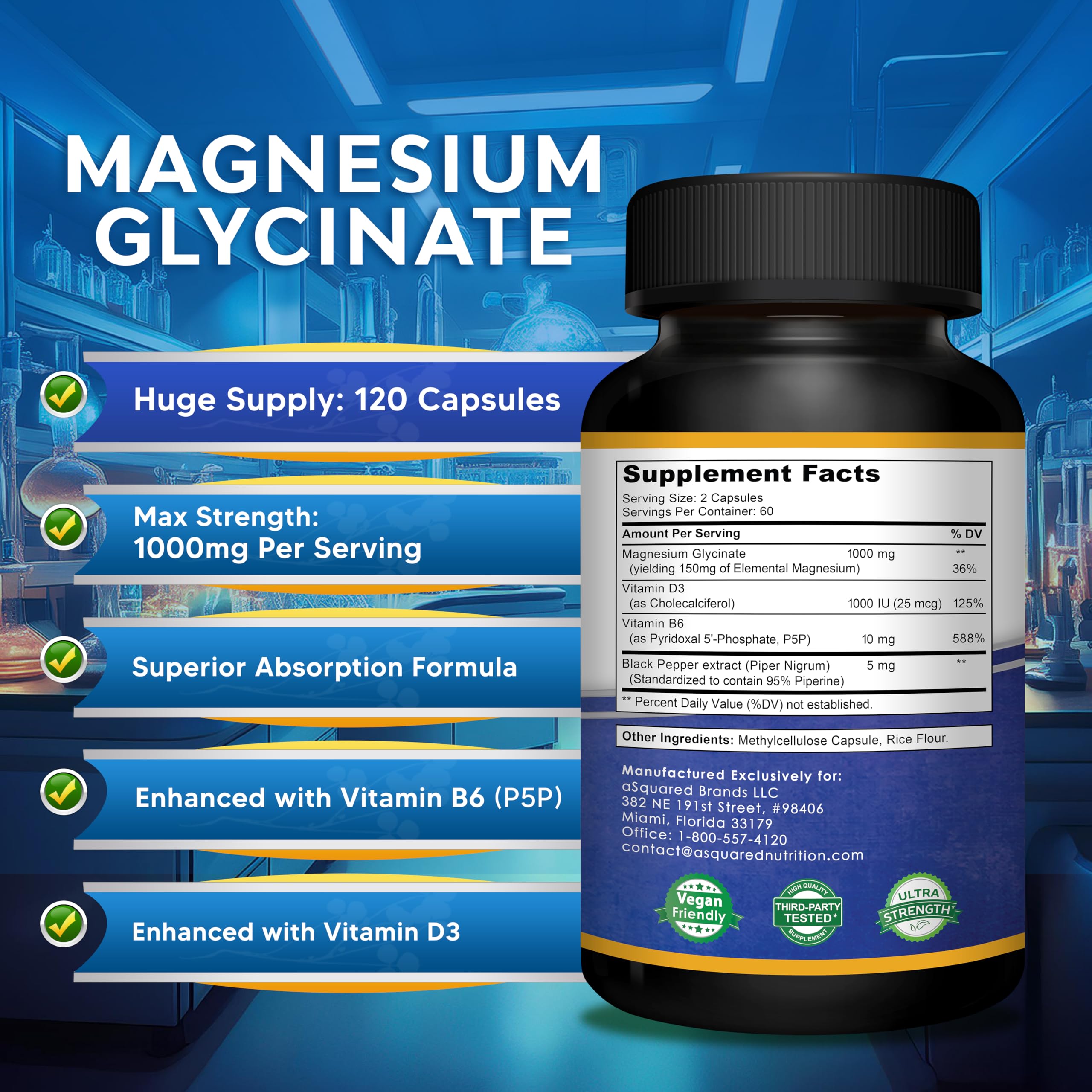 Foto 6 pulgar | Suplemento De Glicinato De Magnesio Asquare Nutrition 1000 Mg - Venta Internacional.