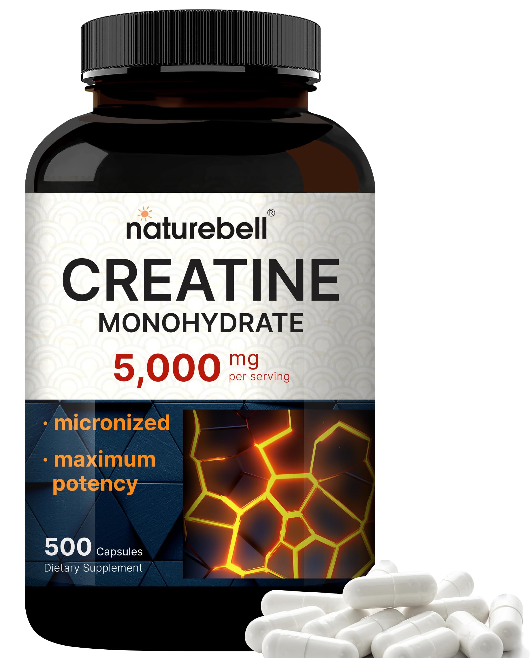 Suplemento NatureBell Creatina de 500 Cápsulas-Venta Internacional