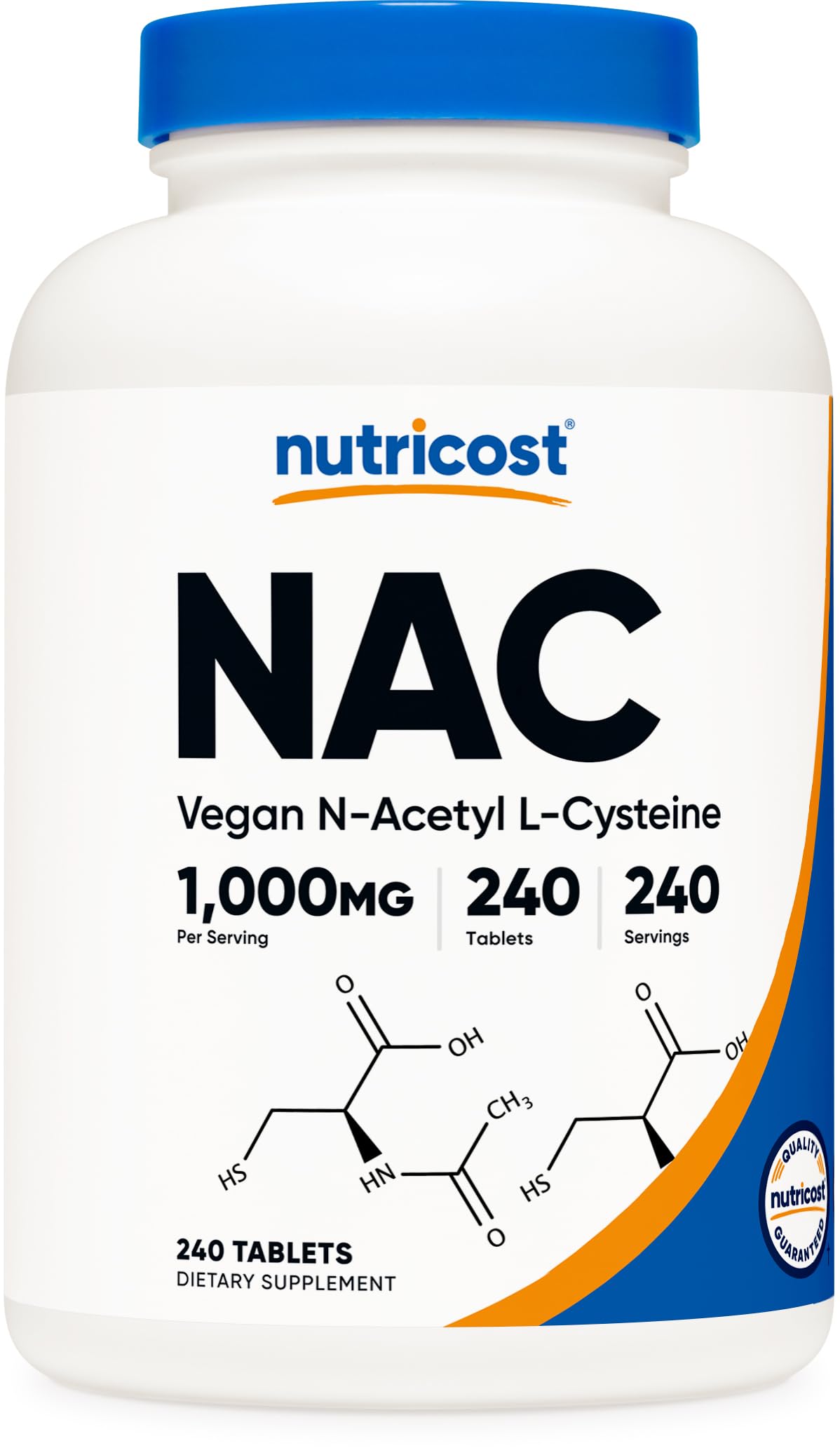 Foto 2 pulgar | Suplemento Nutricost De N-acetil L-cisteína (nac) 1000 Mg 240 Tabletas - Venta Internacional.