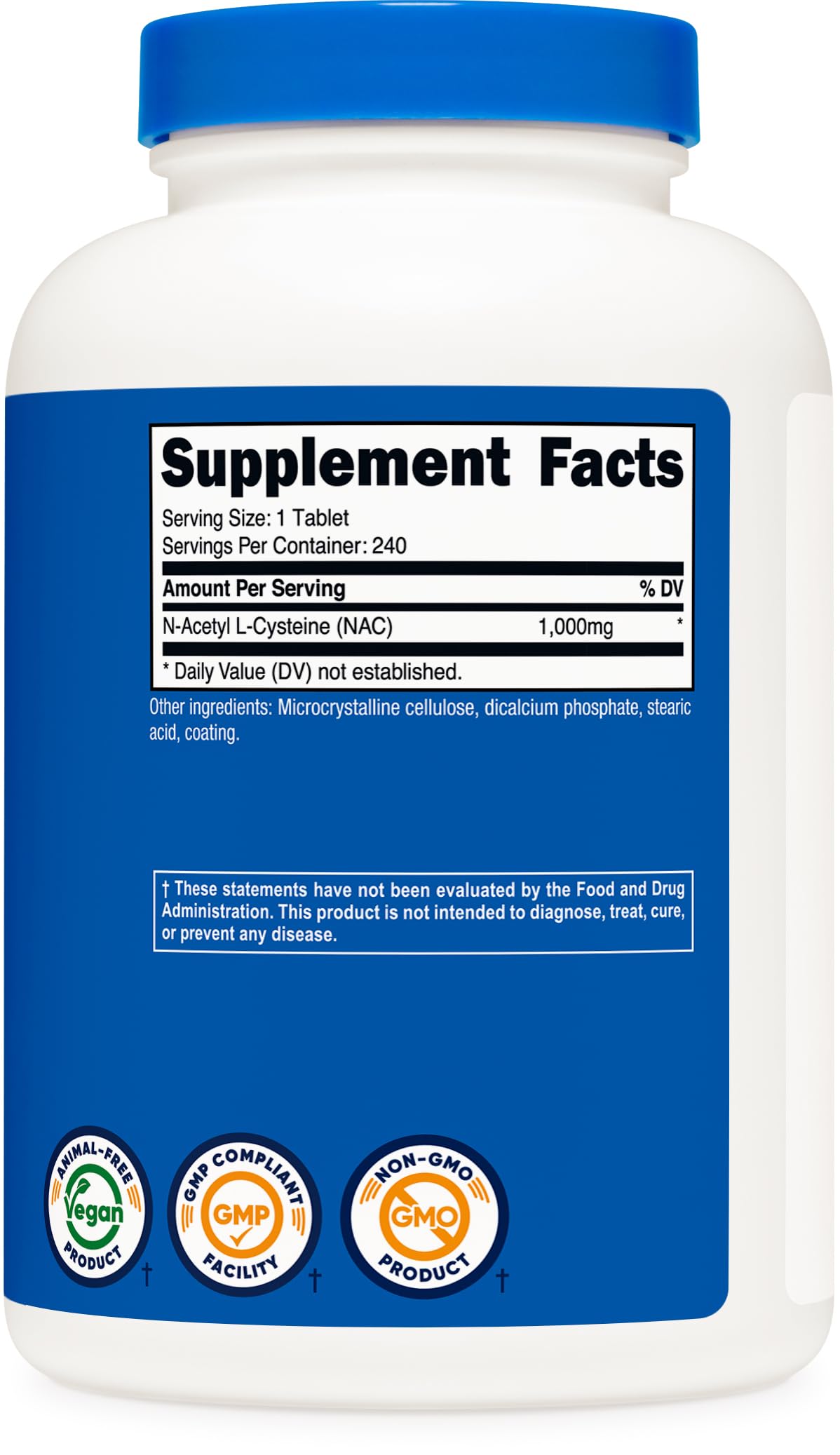 Foto 6 pulgar | Suplemento Nutricost De N-acetil L-cisteína (nac) 1000 Mg 240 Tabletas - Venta Internacional.