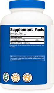 Foto 5 | Suplemento Nutricost De N-acetil L-cisteína (nac) 1000 Mg 240 Tabletas - Venta Internacional.