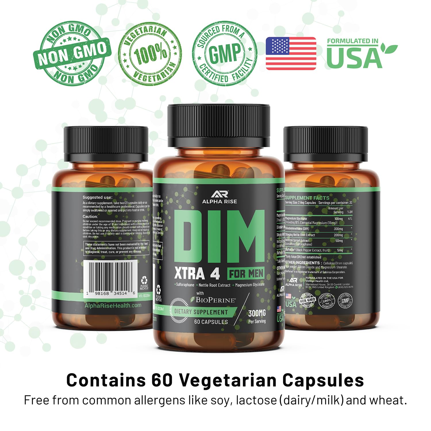 Foto 4 | Suplemento Alpha Rise Dim 300 Mg De Diindolilmetano 60 Cápsulas - Venta Internacional.