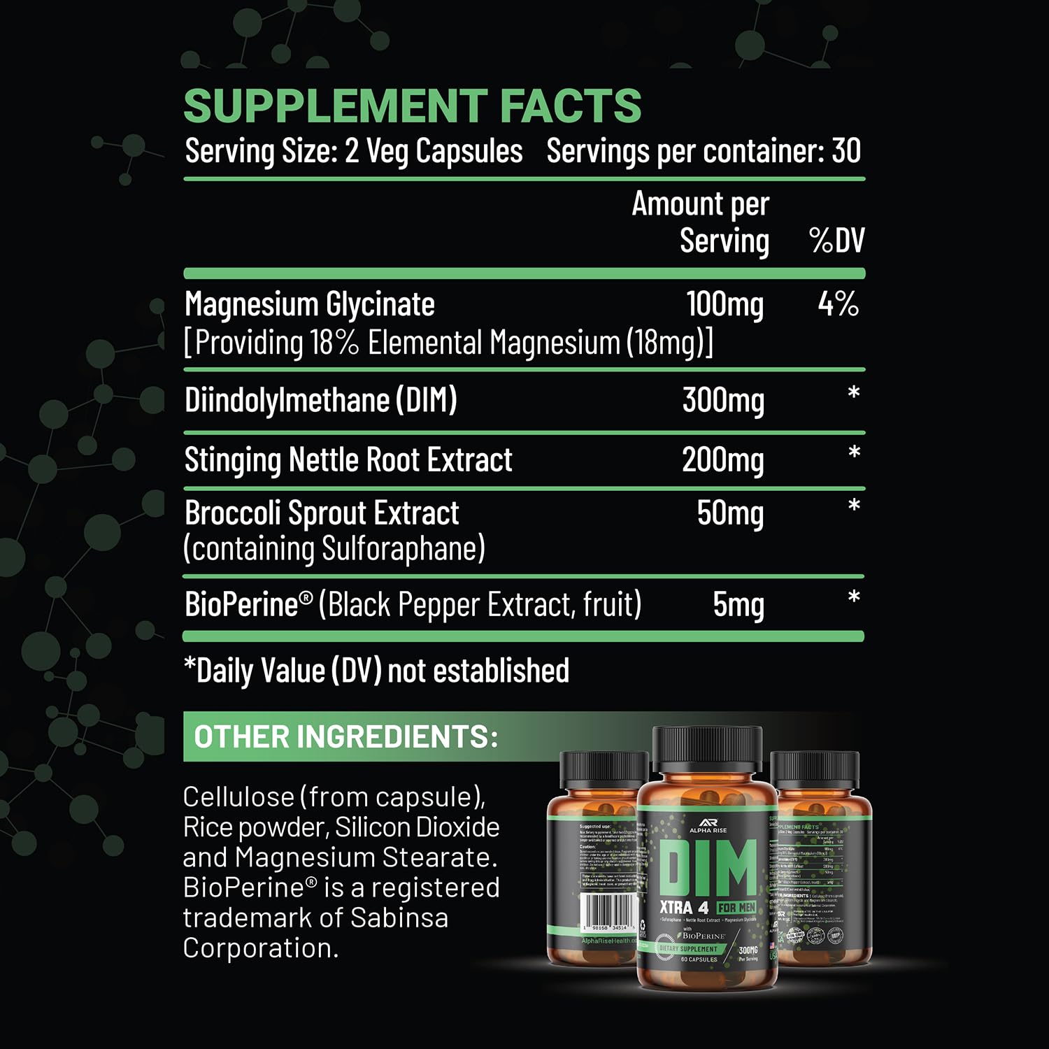 Foto 6 | Suplemento Alpha Rise Dim 300 Mg De Diindolilmetano 60 Cápsulas - Venta Internacional.