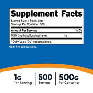 Foto 4 | Nutricost |msm En Polvo 500 G – 500 Porciones | Apoyo Para Articulaciones, Piel Y Bienestar General