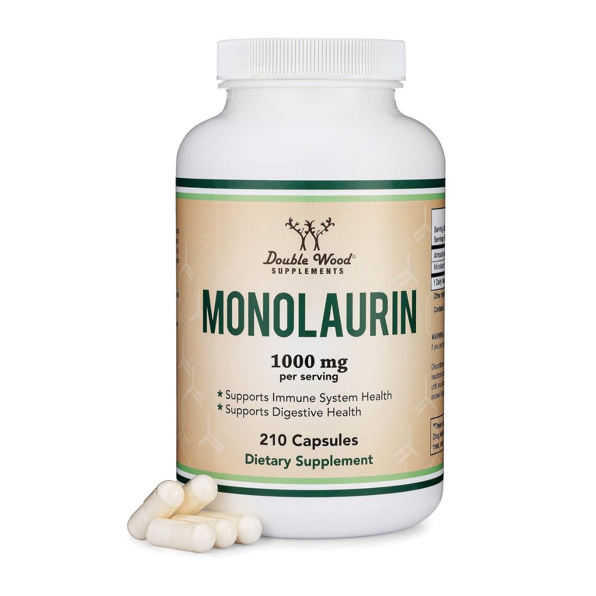 Foto 2 pulgar | Suplemento Alimenticio Derivado del Coco Double Wood Monolaurina 1000 mg – 210 Cápsulas