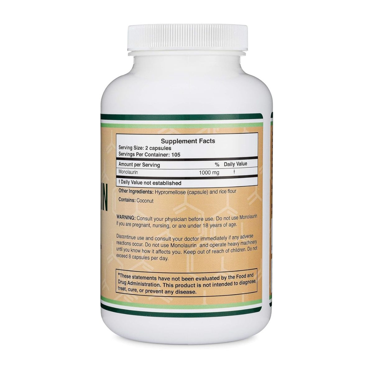 Foto 3 pulgar | Suplemento Alimenticio Derivado del Coco Double Wood Monolaurina 1000 mg – 210 Cápsulas