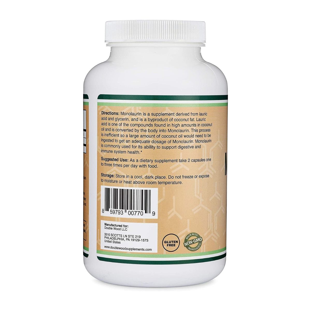Foto 4 pulgar | Suplemento Alimenticio Derivado del Coco Double Wood Monolaurina 1000 mg – 210 Cápsulas