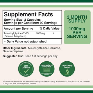 Foto 4 | TMG (Trimetilglicina) Double Wood 1000 mg – 180 Cápsulas