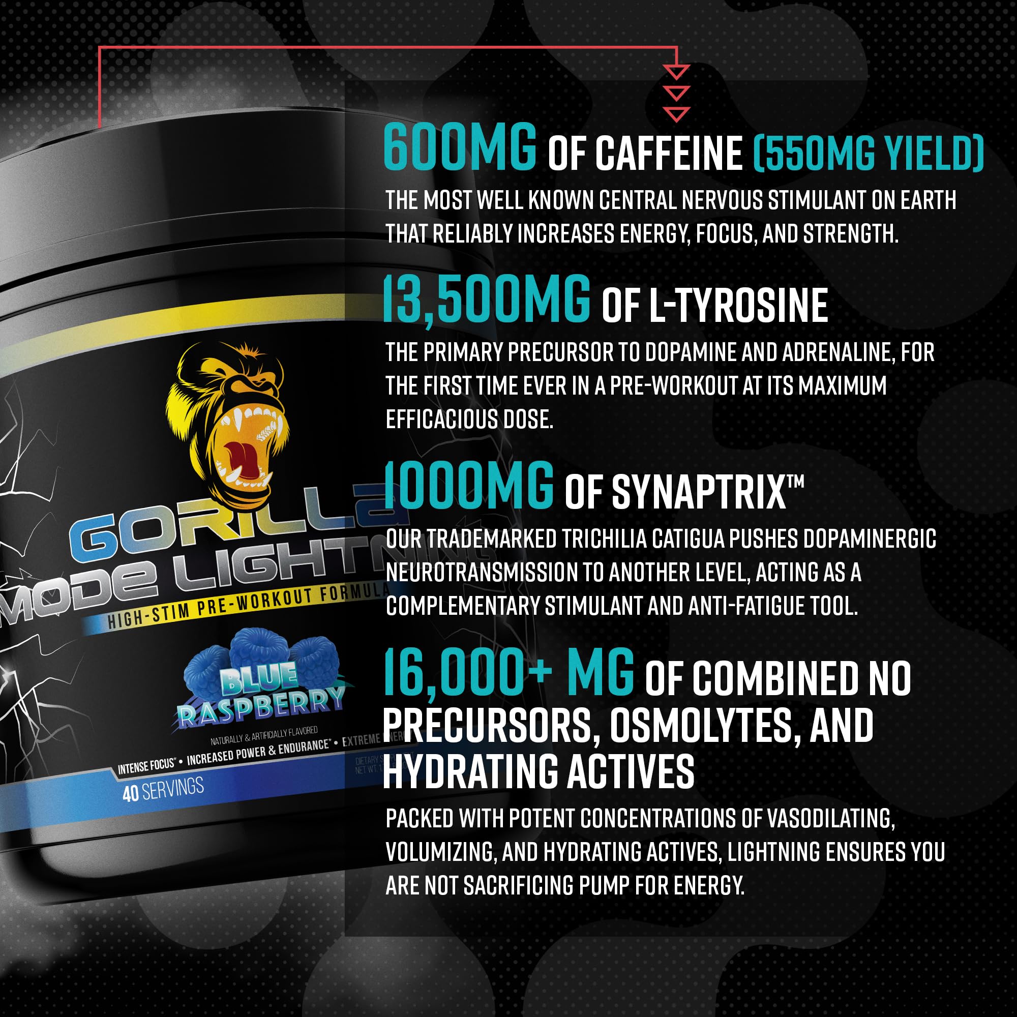 Foto 5 pulgar | Gorilla Mind Gorilla Mode Lightning para Antes del Entrenamiento 808 G - Venta Internacional