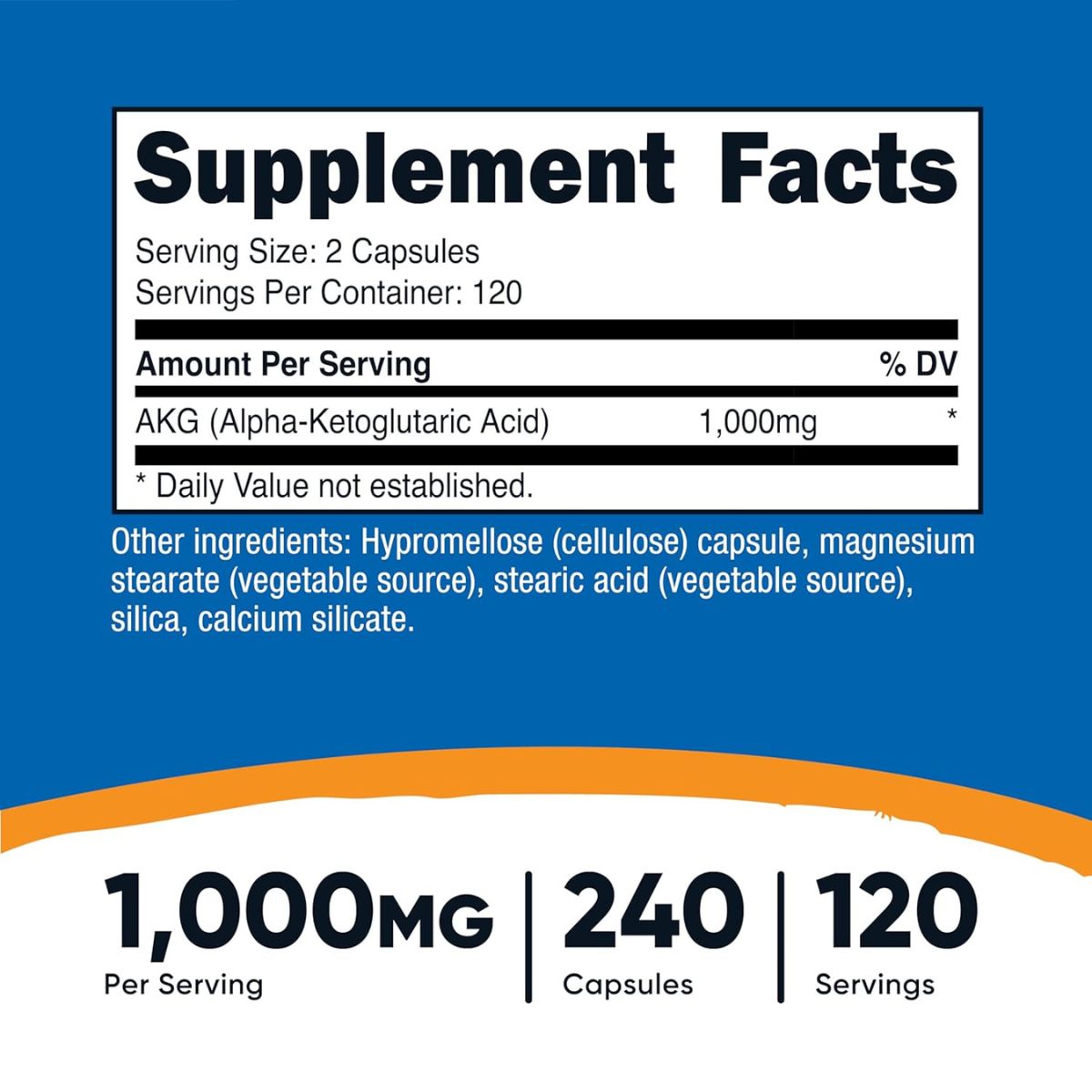 Foto 5 pulgar | Suplemento Nutricost Akg 1000 Mg 240 Cápsulas