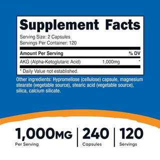 Foto 4 | Suplemento Nutricost Akg 1000 Mg 240 Cápsulas