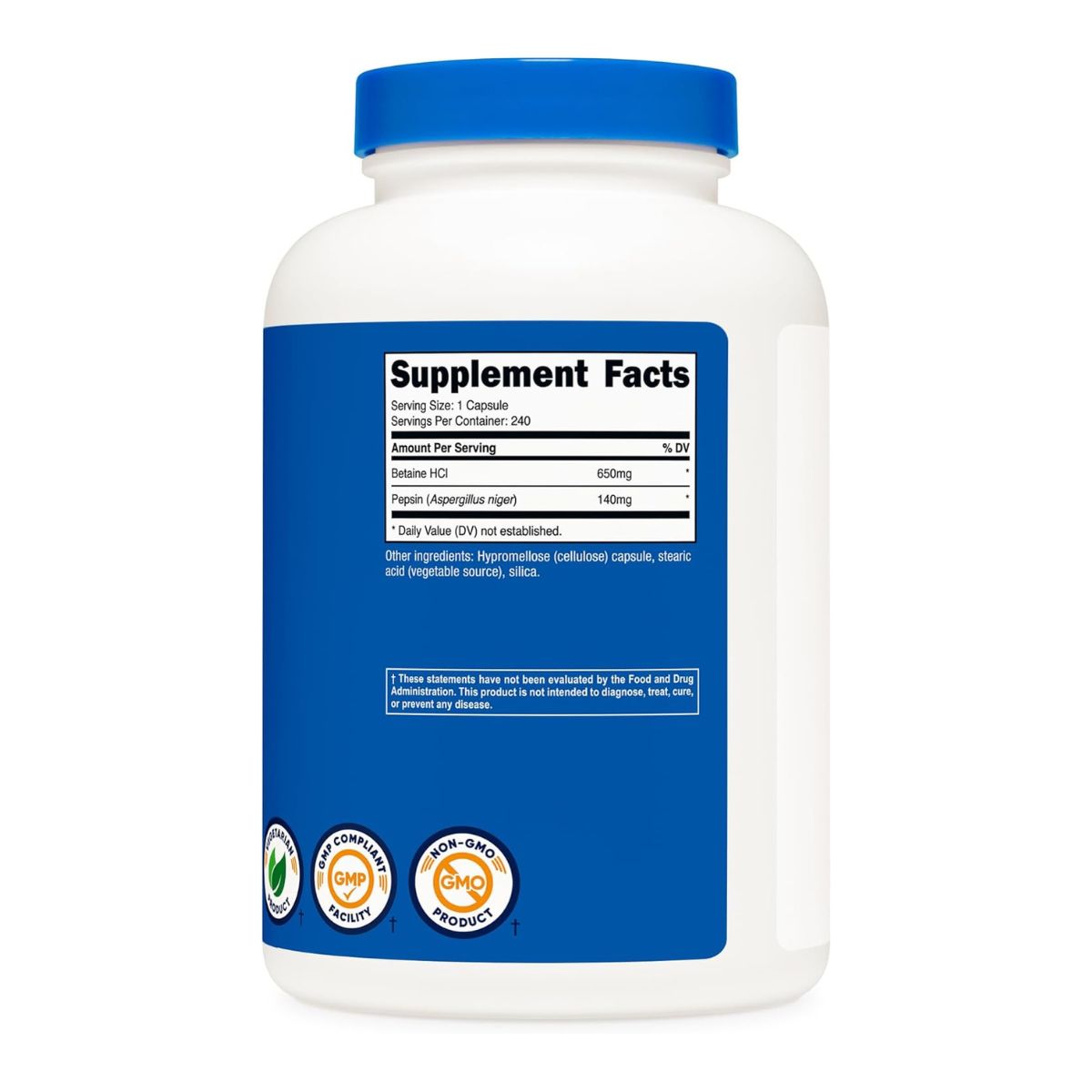 Foto 3 pulgar | Suplemento Nutricost Betaína Hcl + Pepsina 240 Cápsulas