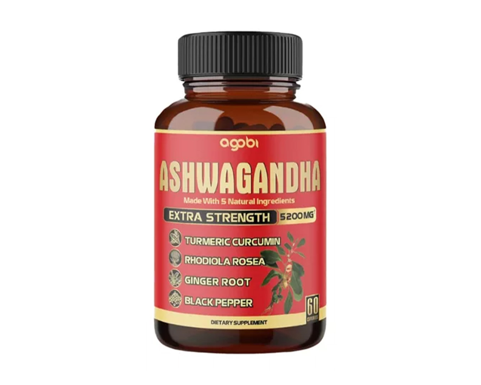 Suplemento Ashwagandha Concentrado Equivalente A 5200 Mg Agobi con Cúrcuma Jengibre Moringa Sabor Jengibre 310 G