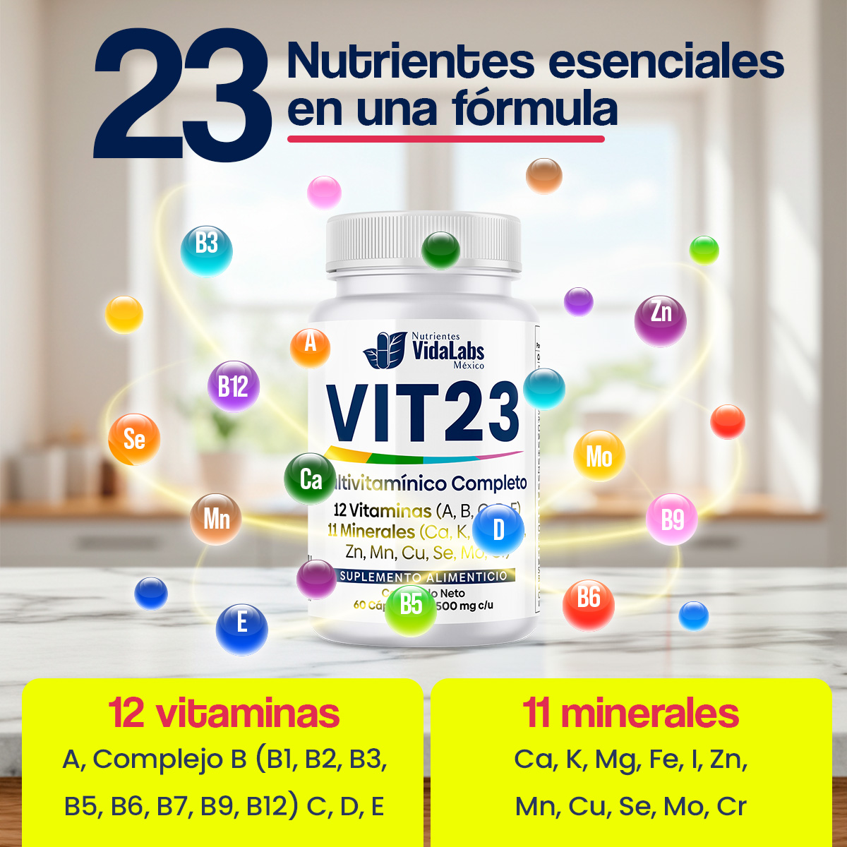 Foto 3 | Suplemento Vit 23 Nutrientes VidaLabs México Multivitamínico Completo 23 Vitaminas y Minerales
