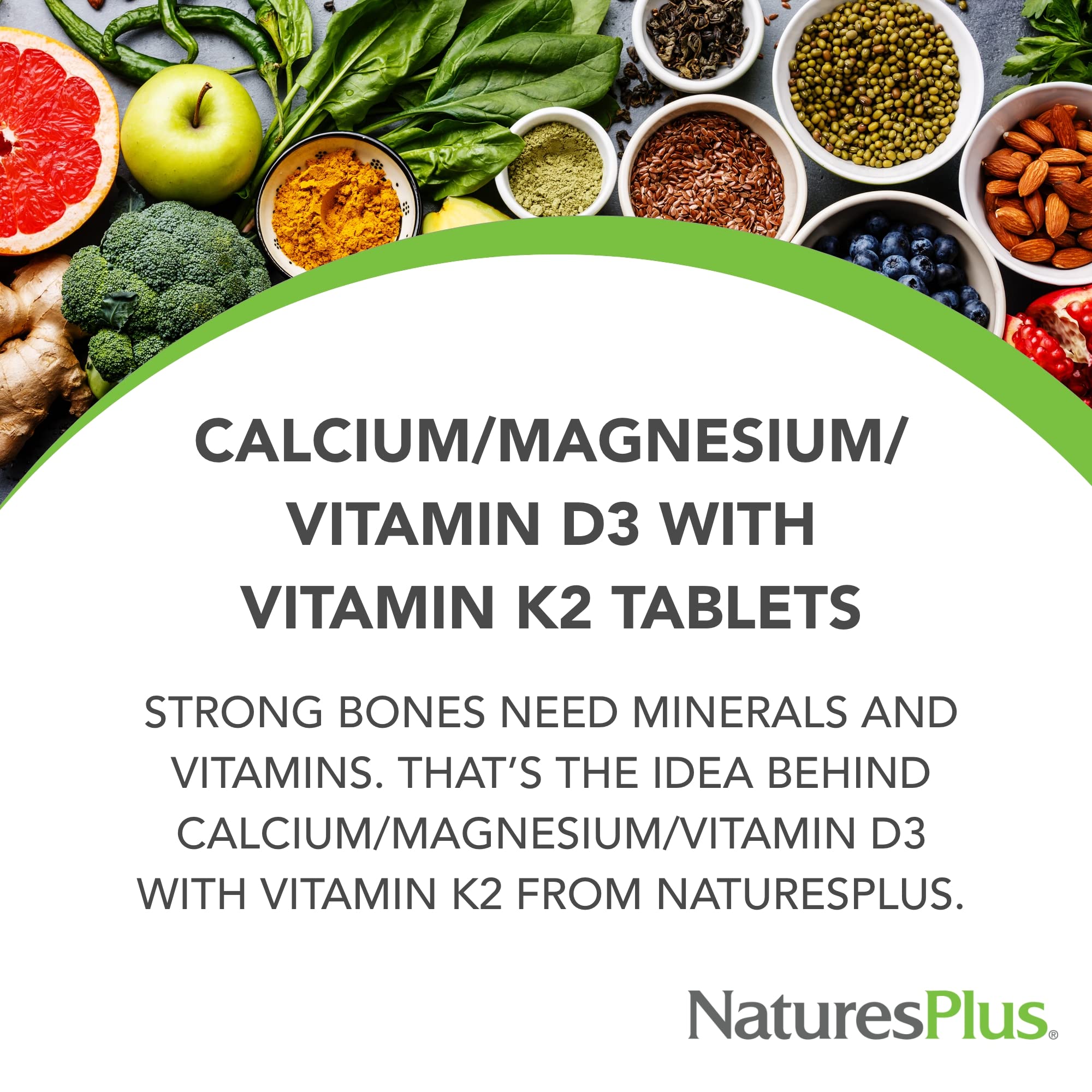Foto 4 pulgar | Suplemento Naturesplus De Calcio, Magnesio Y Vitamina D3 Con K2 180 Comprimidos - Venta Internacional.