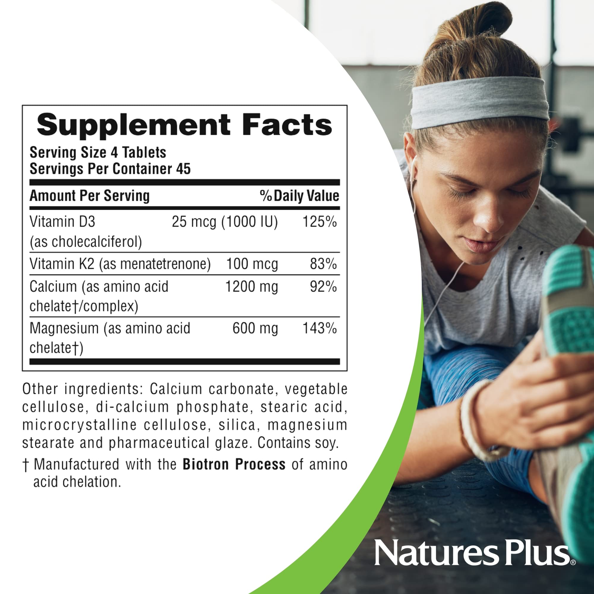 Foto 6 pulgar | Suplemento Naturesplus De Calcio, Magnesio Y Vitamina D3 Con K2 180 Comprimidos - Venta Internacional.