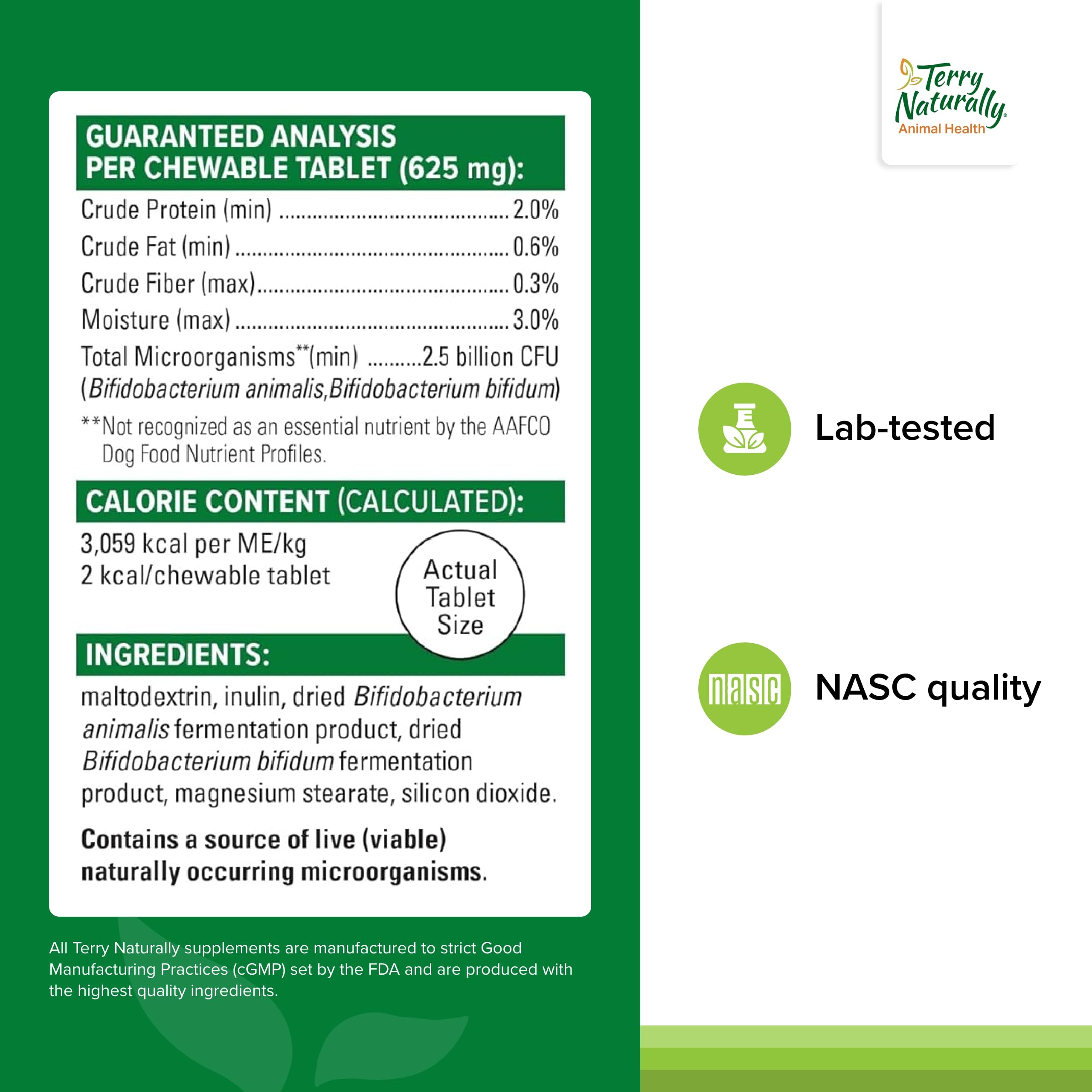 Foto 2 | Probiotic Terry Naturally Animal Health, 60 Comprimidos Diarios - Venta Internacional.