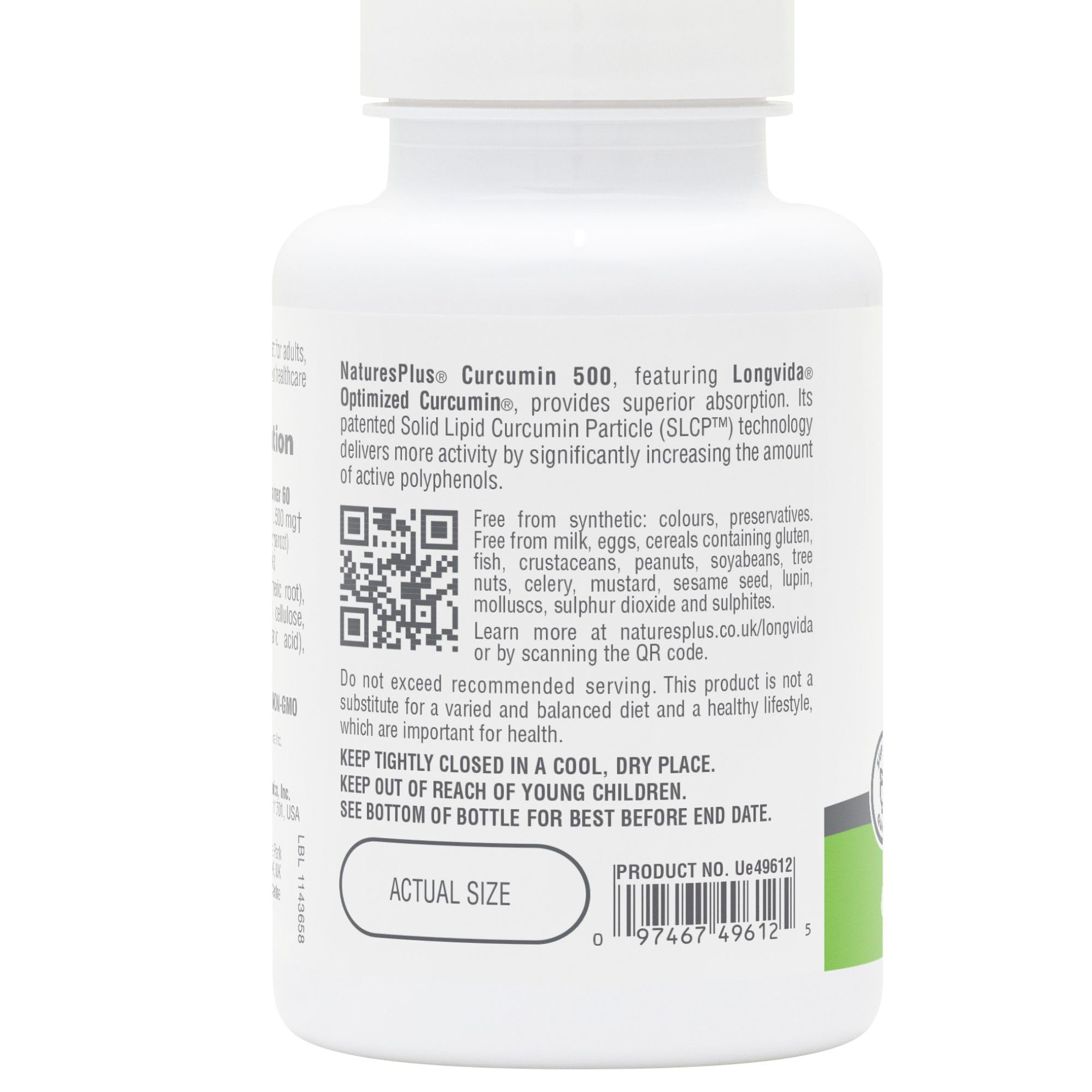 Foto 6 pulgar | Suplemento De Curcumina Naturesplus Pro Longvida 500 Mg 60 Cápsulas - Venta Internacional.