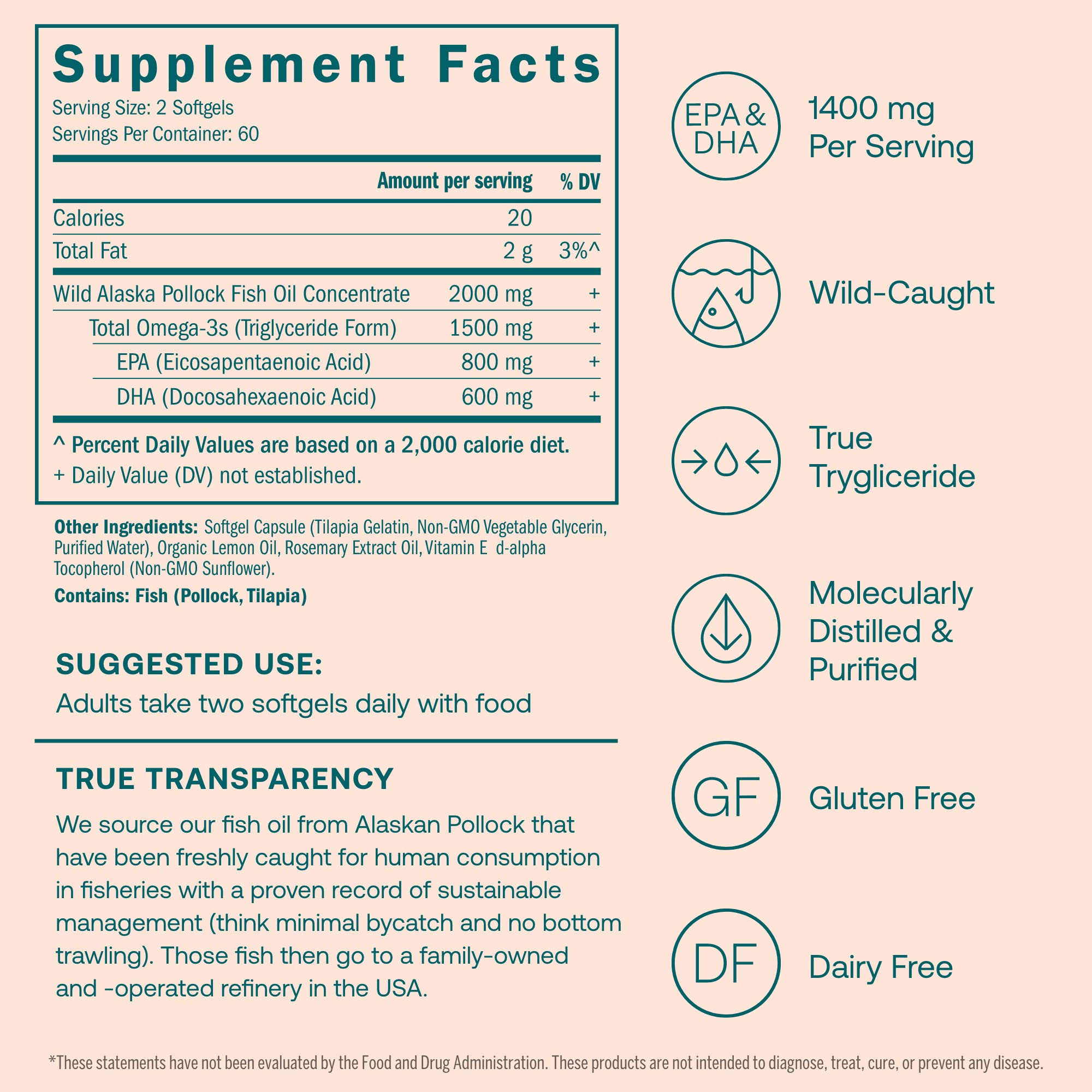 Foto 2 | Aceite De Pescado Omega-3 True Grace 1400 Mg Epa + Dha 120 Cápsulas Blandas - Venta Internacional.