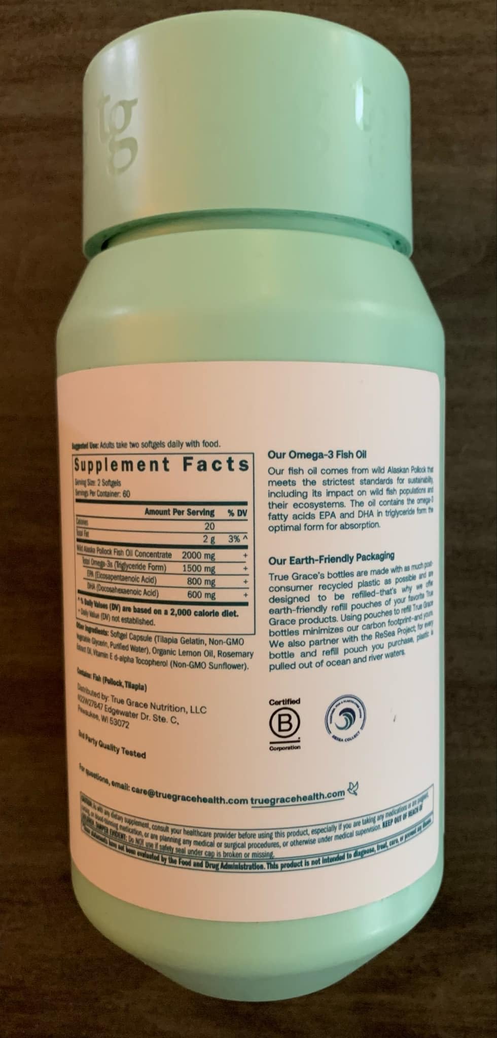 Foto 5 pulgar | Aceite De Pescado Omega-3 True Grace 1400 Mg Epa + Dha 120 Cápsulas Blandas - Venta Internacional.