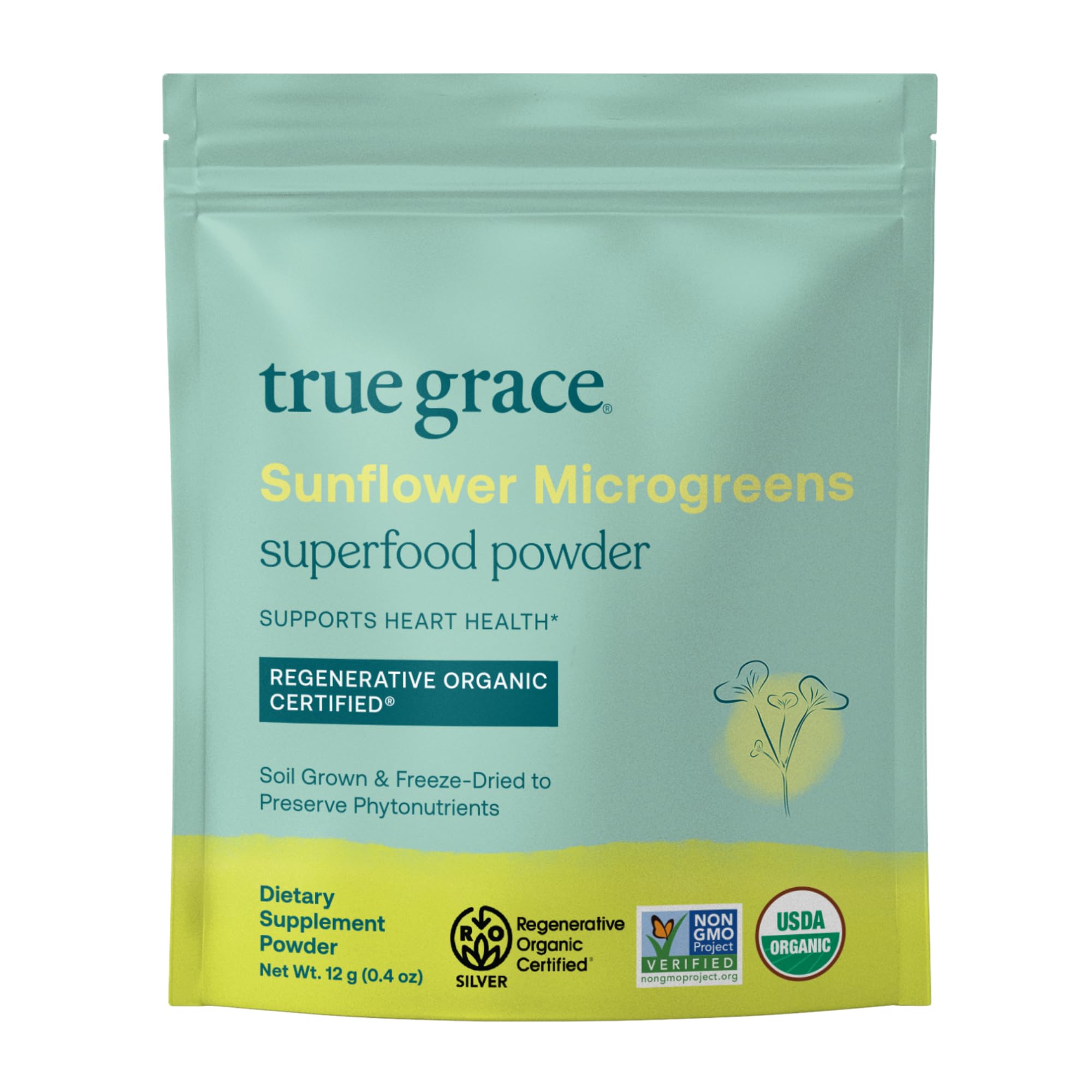Foto 2 pulgar | Superalimento En Polvo True Grace Sunflower Microgreens, 11 Ml - Venta Internacional.