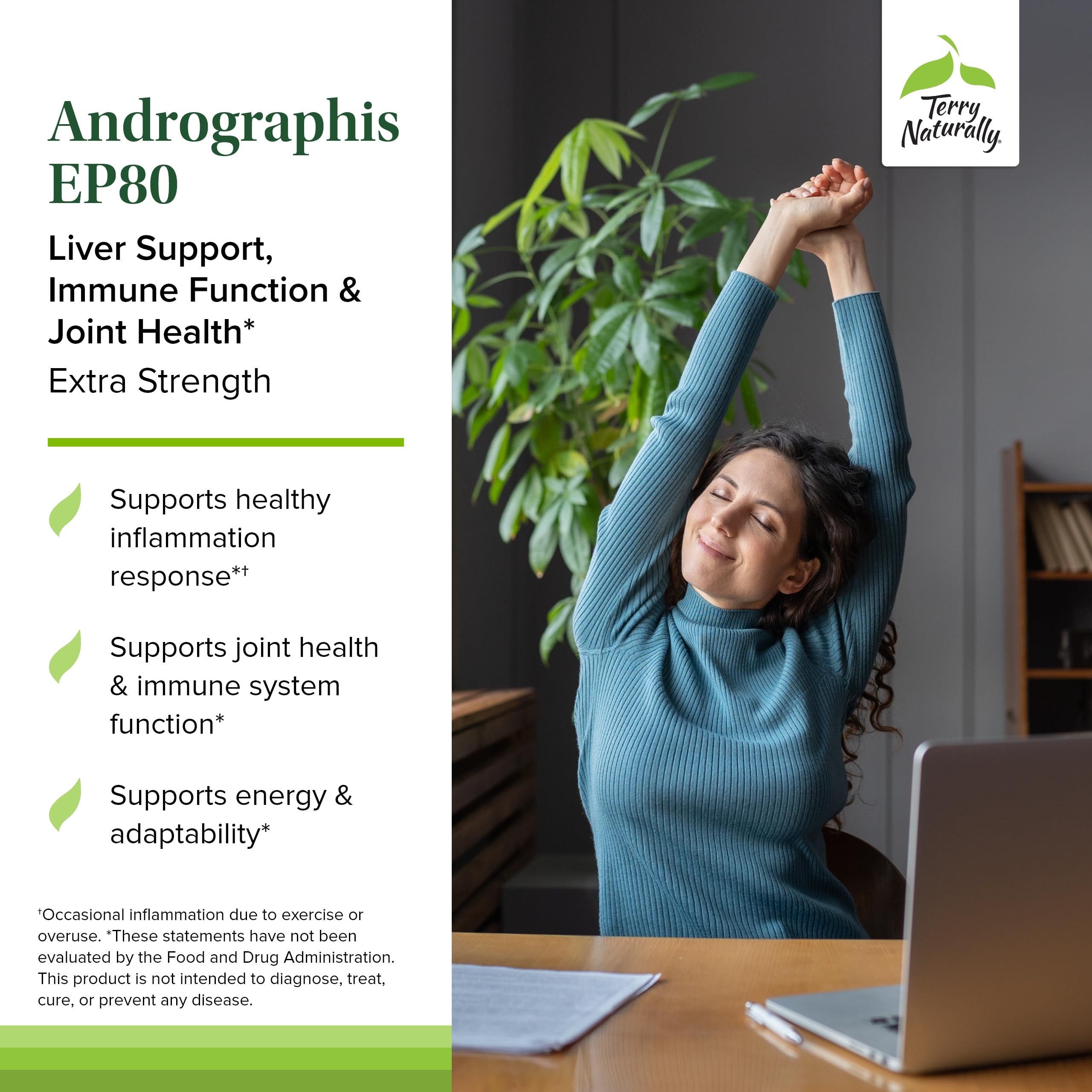 Foto 4 pulgar | Suplemento Terry Naturally Andrographis Ep80 Extra Strength - Venta Internacional.