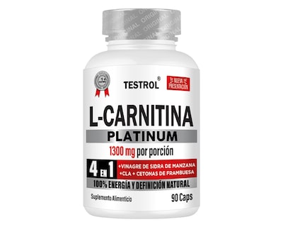 Foto 1 | Testrol 4 en 1 L-Carnitina Platinum 1300 mg 90 Cápsulas