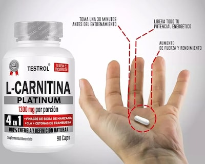 Foto 4 | Testrol 4 en 1 L-Carnitina Platinum 1300 mg 90 Cápsulas
