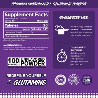 Foto 2 | Suplemento Finaflex Glutamina Pura 500 G 100 Porciones - Venta Internacional