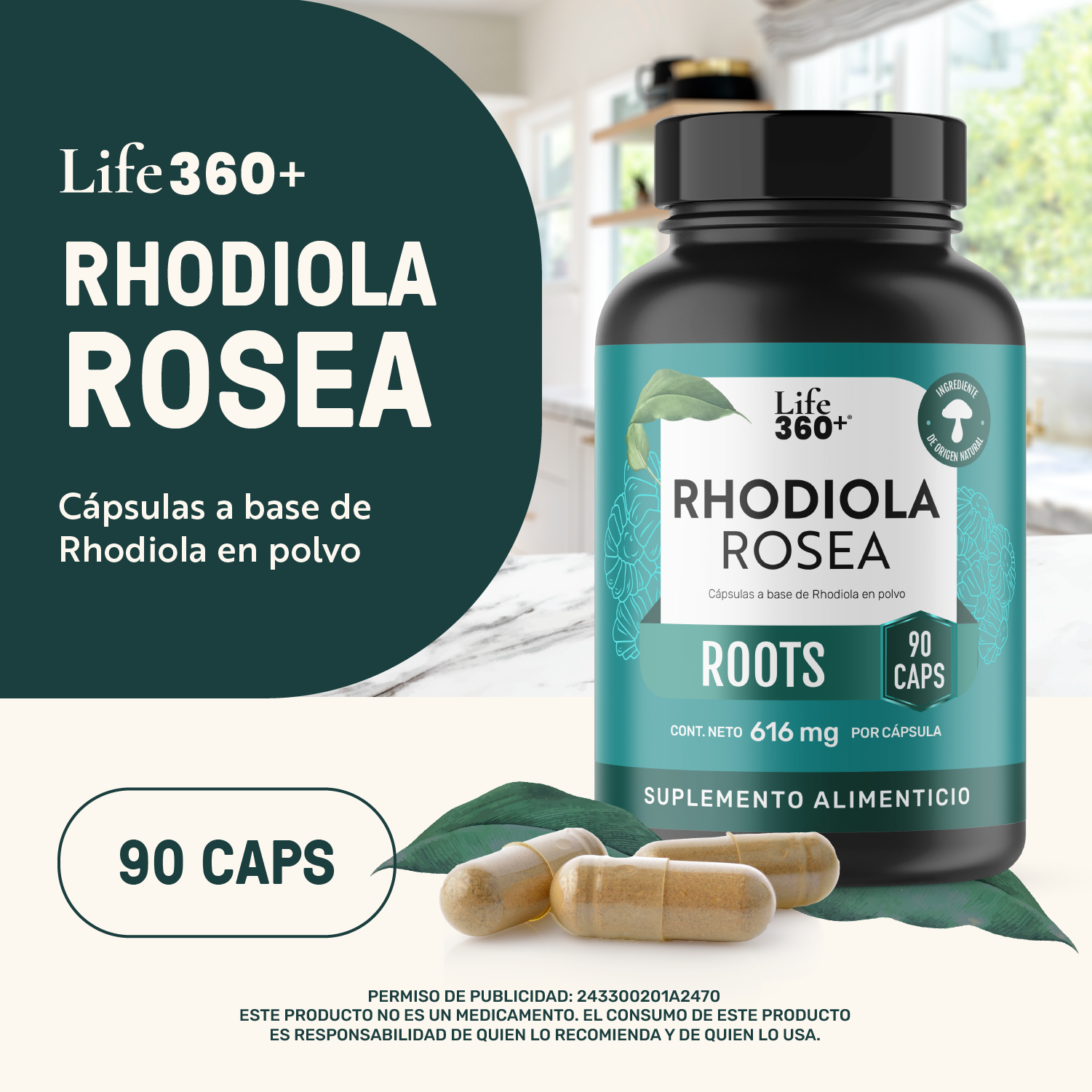 Foto 6 pulgar | Rhodiola Rosea Life 360+ 90 Cápsulas Raiz Rhodiola En Polvo