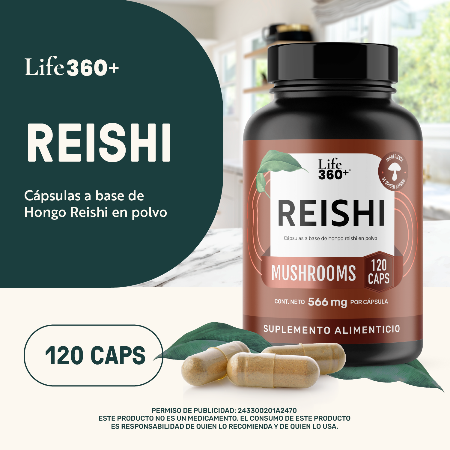 Foto 5 | Reishi Mushrooms Life 360+ 120 Cápsulas Hongo Reishi