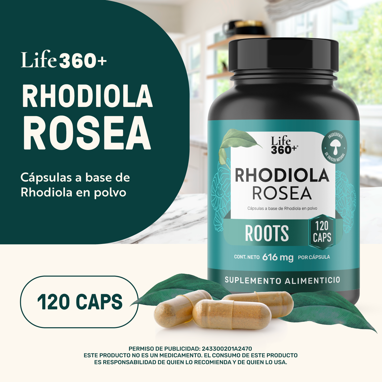 Foto 5 pulgar | Rhodiola Rosea Life 360+ 120 Cápsulas Raiz Rhodiola En Polvo