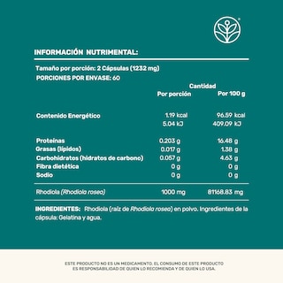 Foto 5 | Rhodiola Rosea Life 360+ 120 Cápsulas Raiz Rhodiola En Polvo