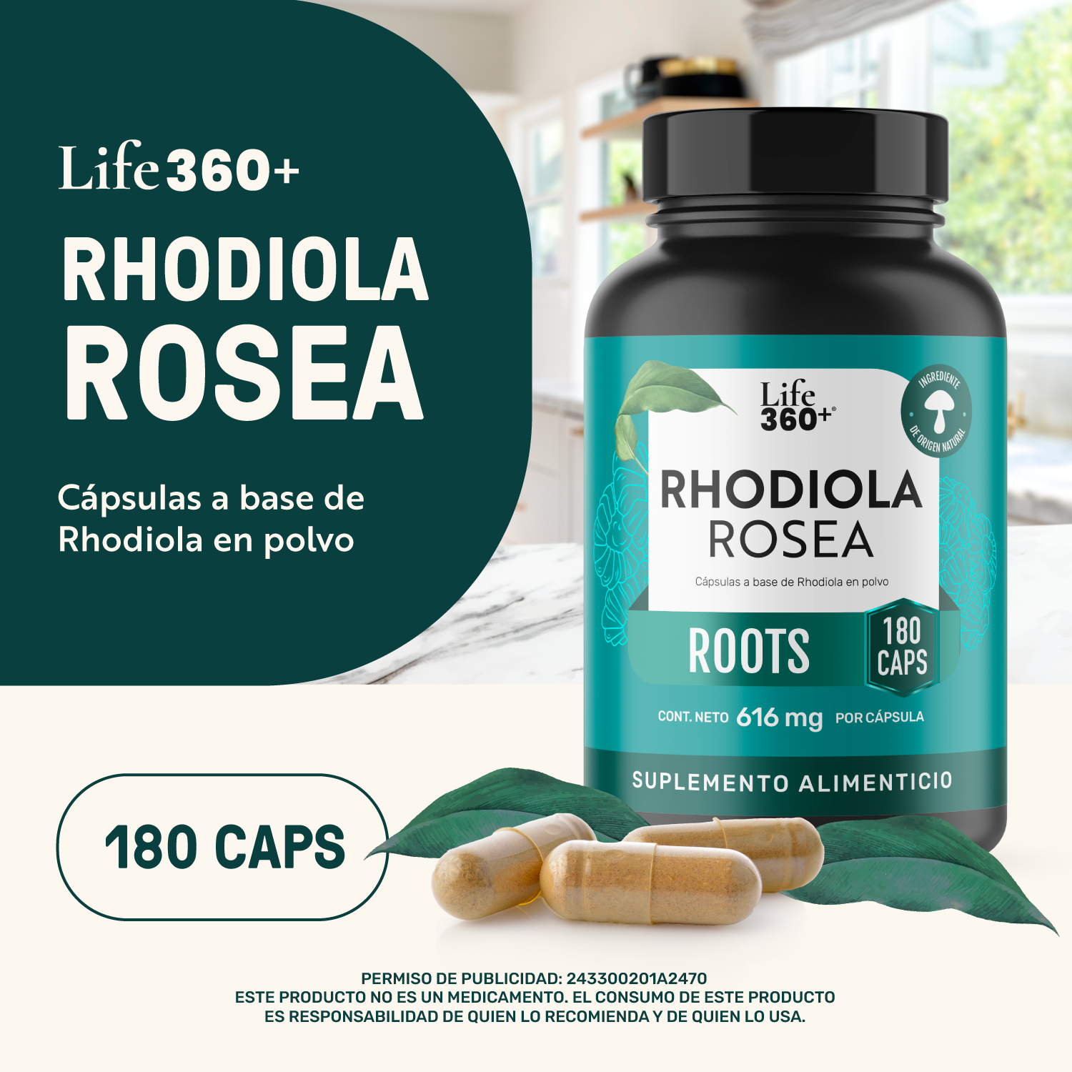 Foto 5 pulgar | Rhodiola Rosea Life 360+ 180 Cápsulas Raiz Rhodiola En Polvo