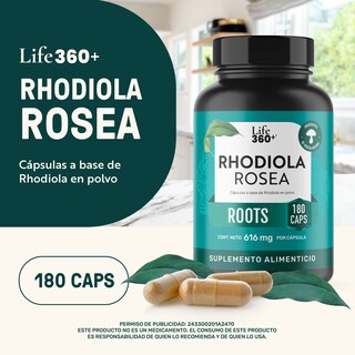 Foto 4 | Rhodiola Rosea Life 360+ 180 Cápsulas Raiz Rhodiola En Polvo