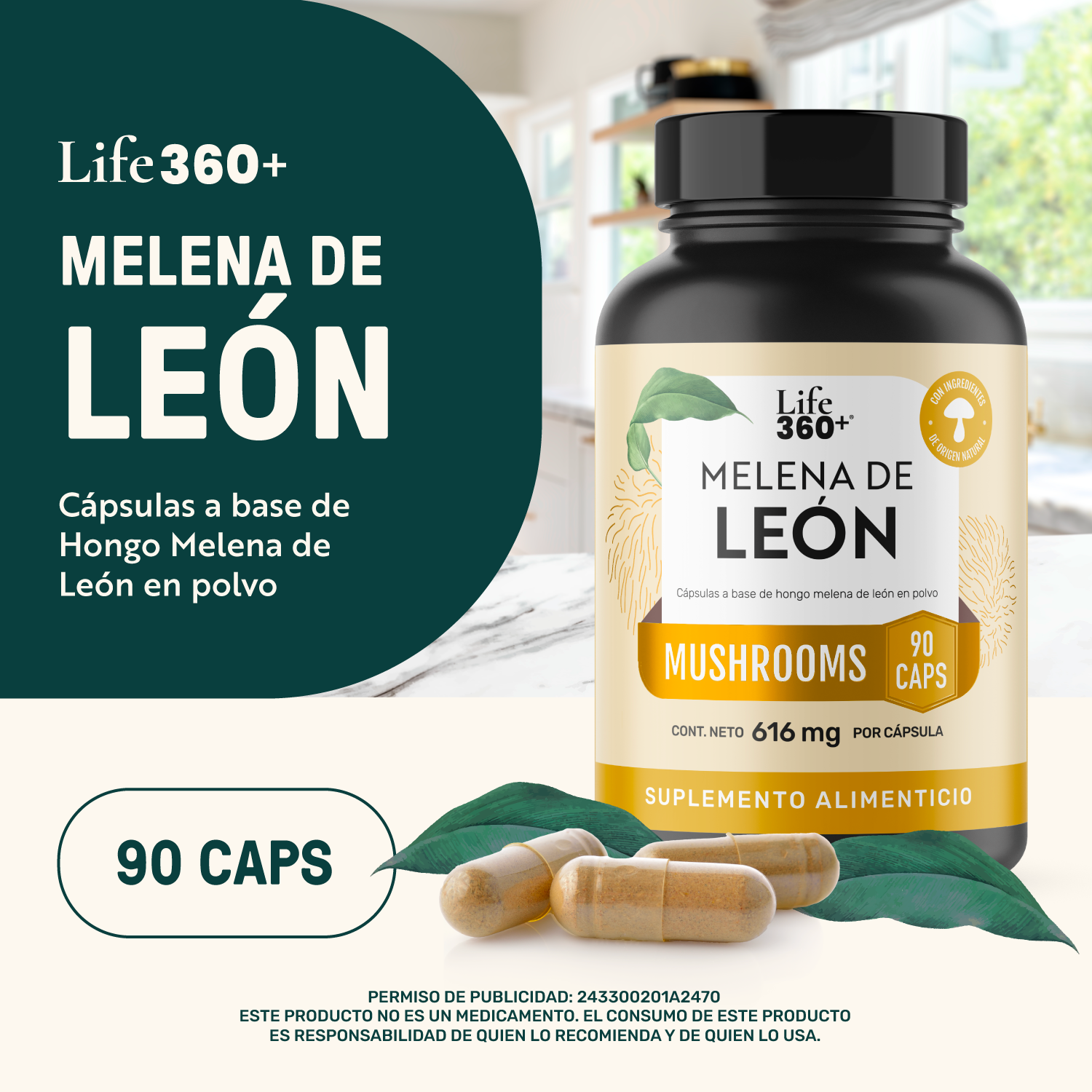 Foto 4 | Melena De León Mushrooms Life 360+ 90 Cápsulas
