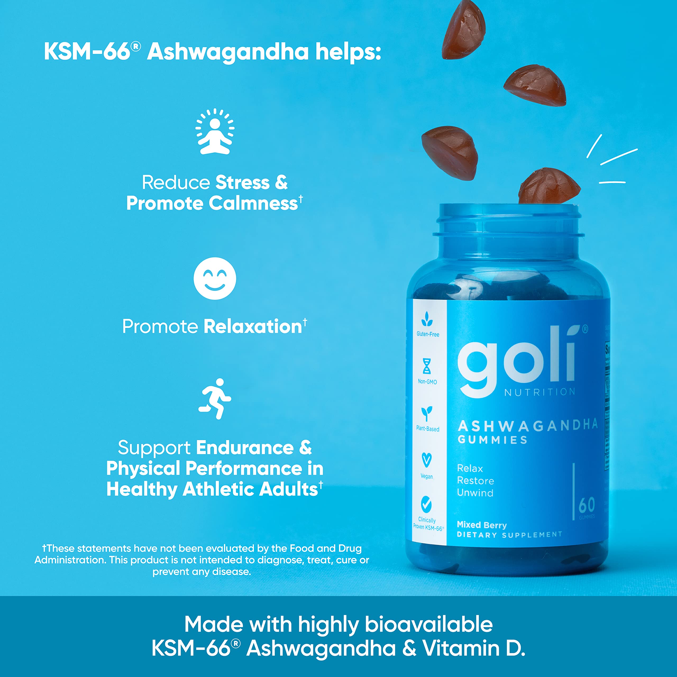 Foto 5 pulgar | Suplemento Goli En Gomitas De Ashwagandha Y Vitamina D, 180 Unidades, X3 - Venta Internacional.