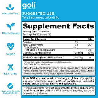 Foto 5 | Suplemento Goli En Gomitas De Ashwagandha Y Vitamina D, 180 Unidades, X3 - Venta Internacional.
