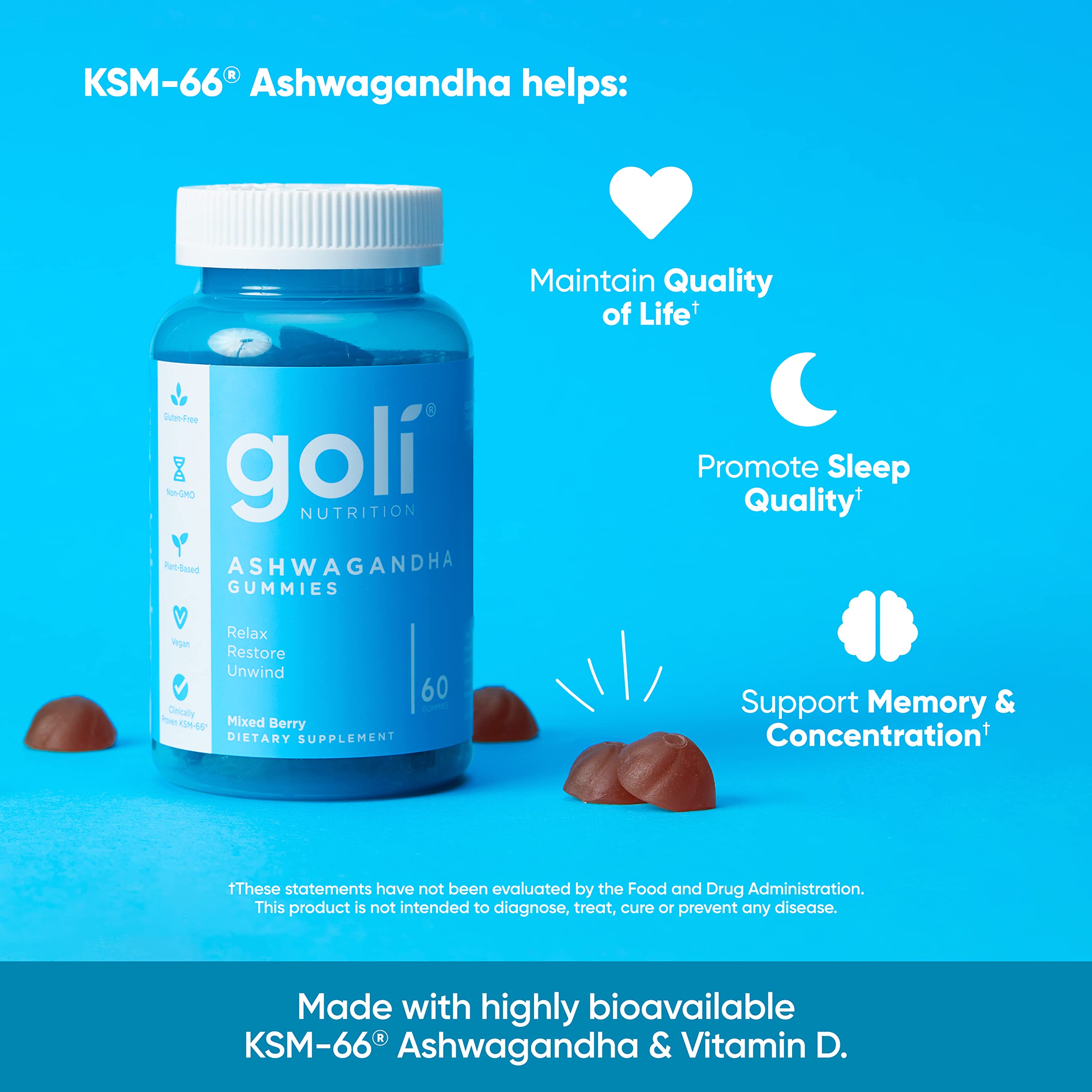 Foto 7 pulgar | Suplemento Goli En Gomitas De Ashwagandha Y Vitamina D, 180 Unidades, X3 - Venta Internacional.