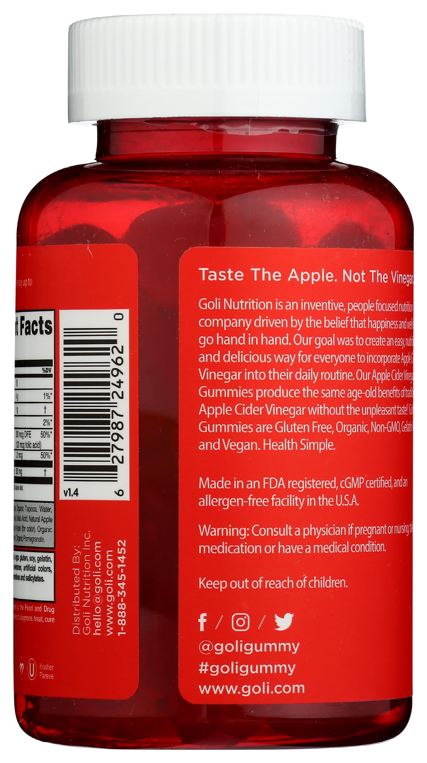 Foto 3 pulgar | Gomitas De Vinagre De Sidra De Manzana Supplement Goli Nutrition, 60 Unidades - Venta Internacional.