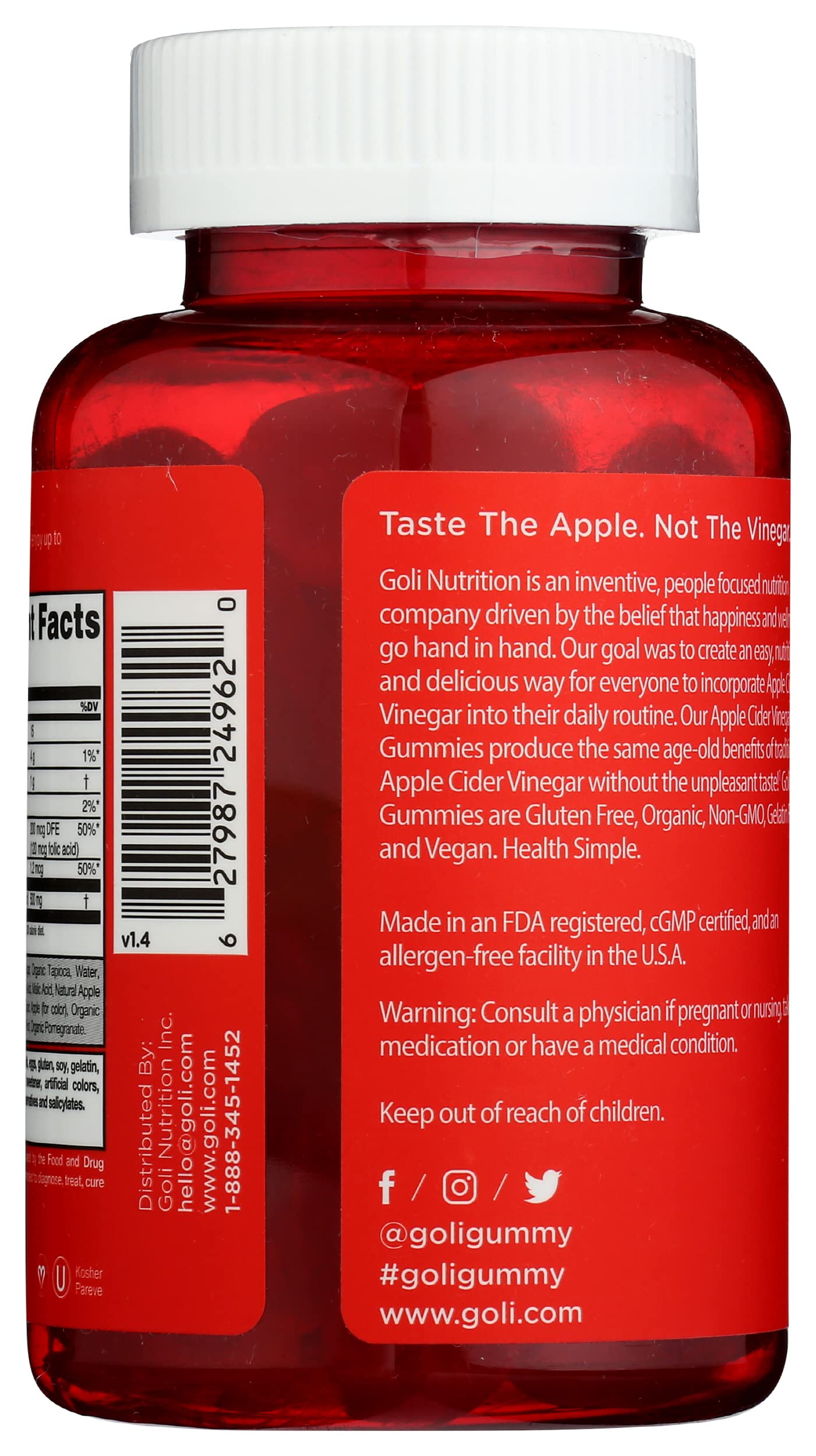 Foto 4 pulgar | Gomitas De Vinagre De Sidra De Manzana Supplement Goli Nutrition, 60 Unidades - Venta Internacional.