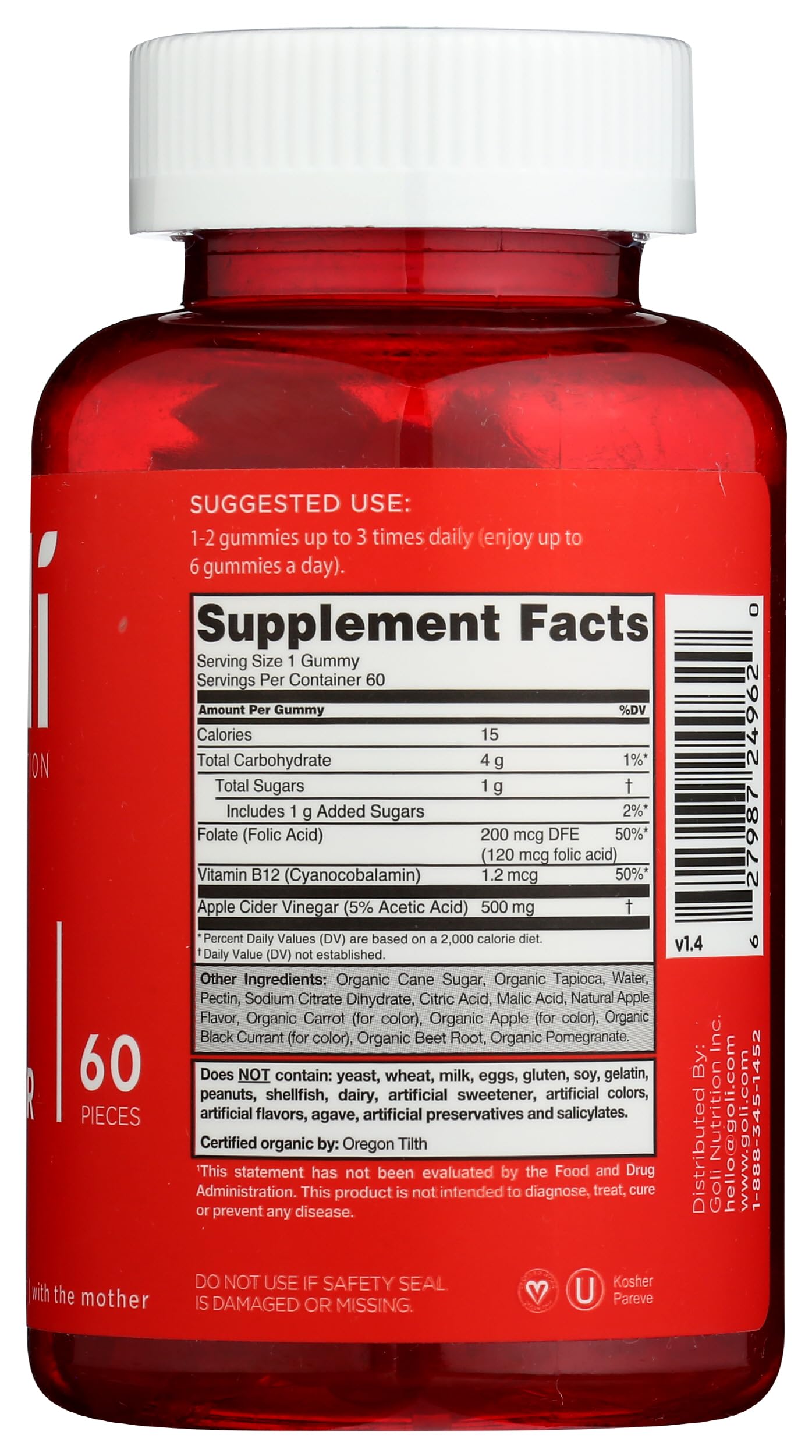 Foto 7 pulgar | Gomitas De Vinagre De Sidra De Manzana Supplement Goli Nutrition, 60 Unidades - Venta Internacional.